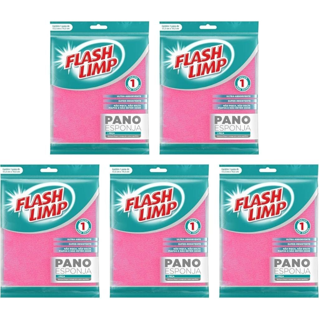 Flash Limp - Pano Esponja 5 peças