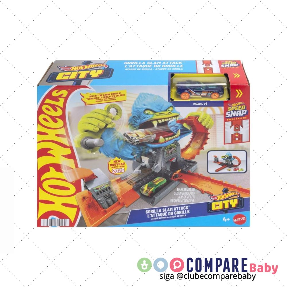 😍 Kit Pista Hot Wheels City Oficina Gorila Mattel. Conjunto interativo com lançador, ramp
