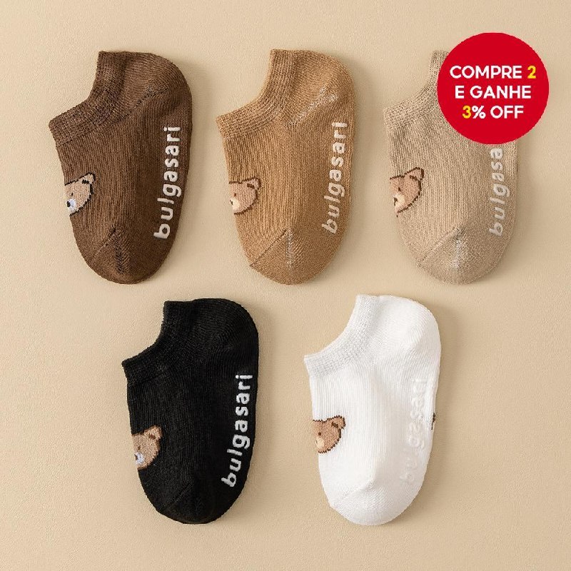 🛍️ Meias Antiderrapantes Para Recém-Nascidos Bebês Meninas 5 Unidades/Conjunto Crianças-M