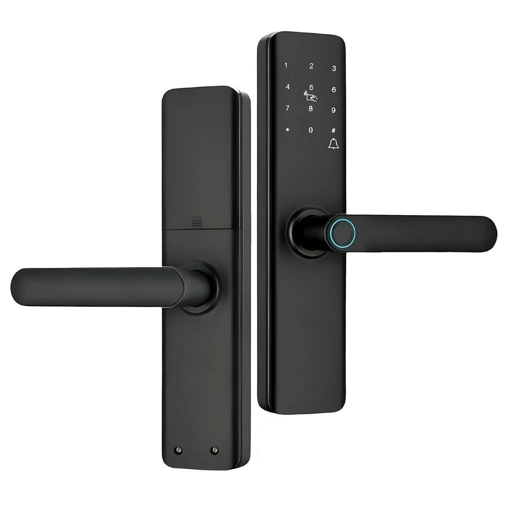 🔐Fechadura Eletrônica Smart Door com Impressão Digital Senha Cartão NFC e Chave Mecânica