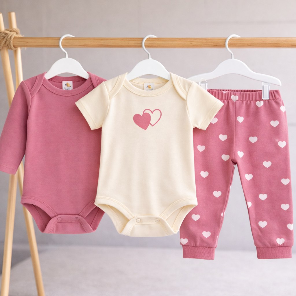 🛍️ Conjunto Menina 3 Peças Roupa De Bebê Feminina Enxoval Algodão Kit Body Premium Confor