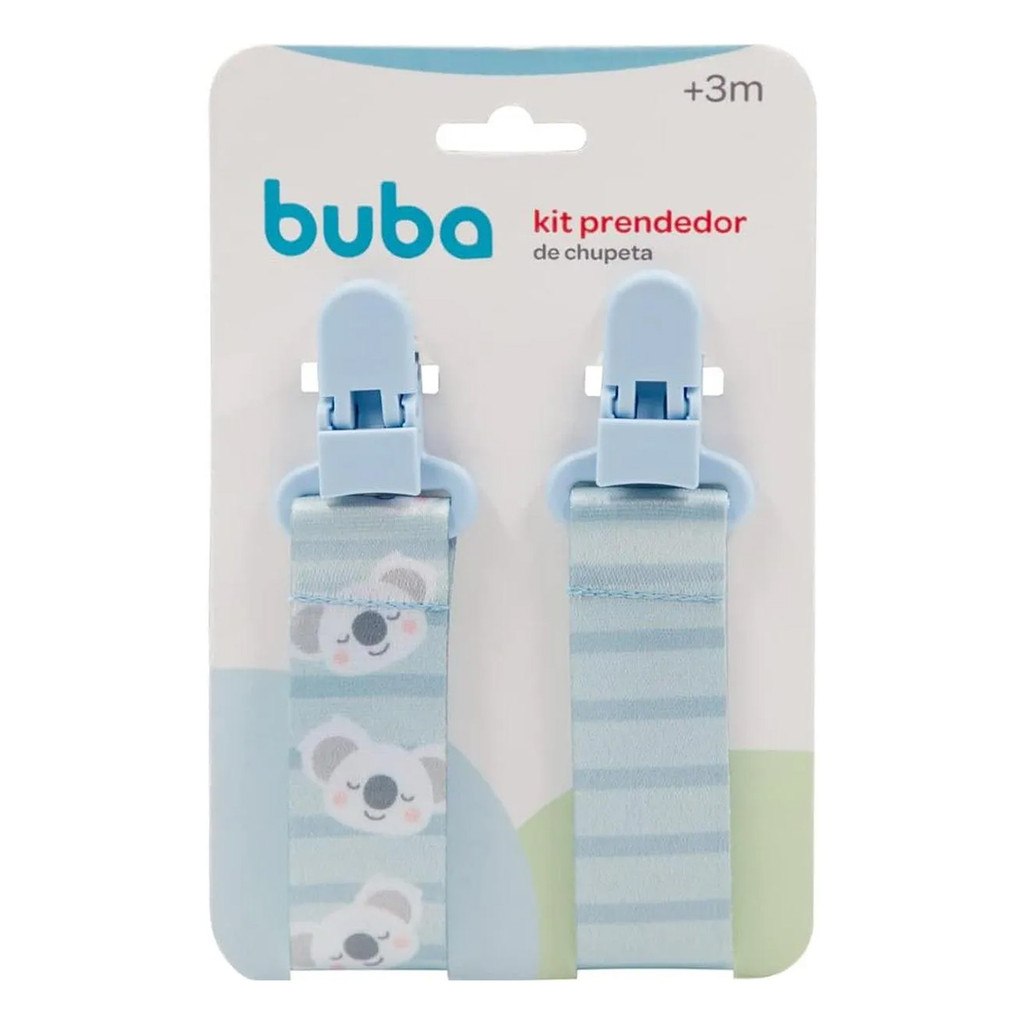 🛍️ Kit 2 Prendedores de Chupeta Buba Com Clip Trava Coala Azul