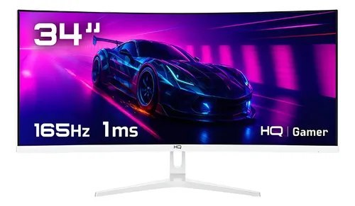 🛍️ Monitor Gamer 34 Curvo Branco 1ms 165hz Hq Hqw34c16 Branco