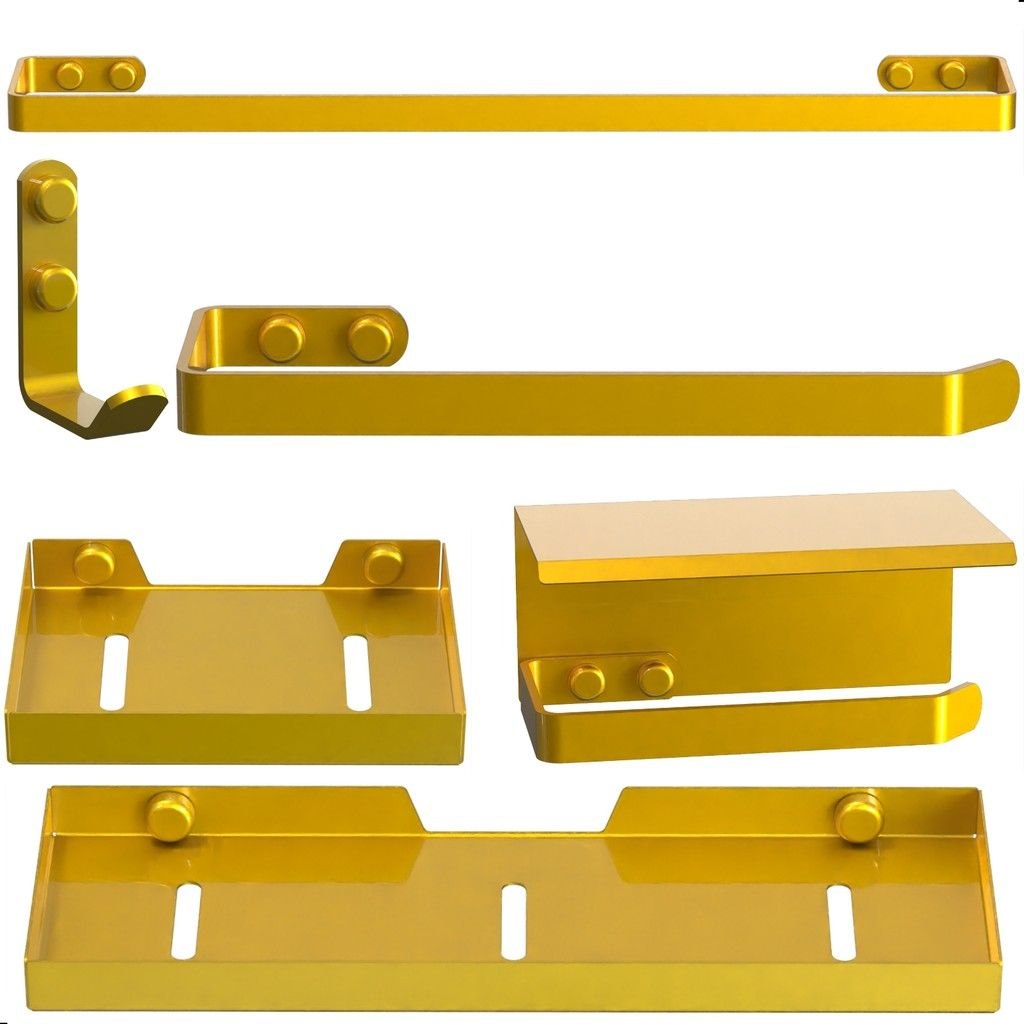 - Kit Acessórios Para Banheiro Dourado 6 Peças Max