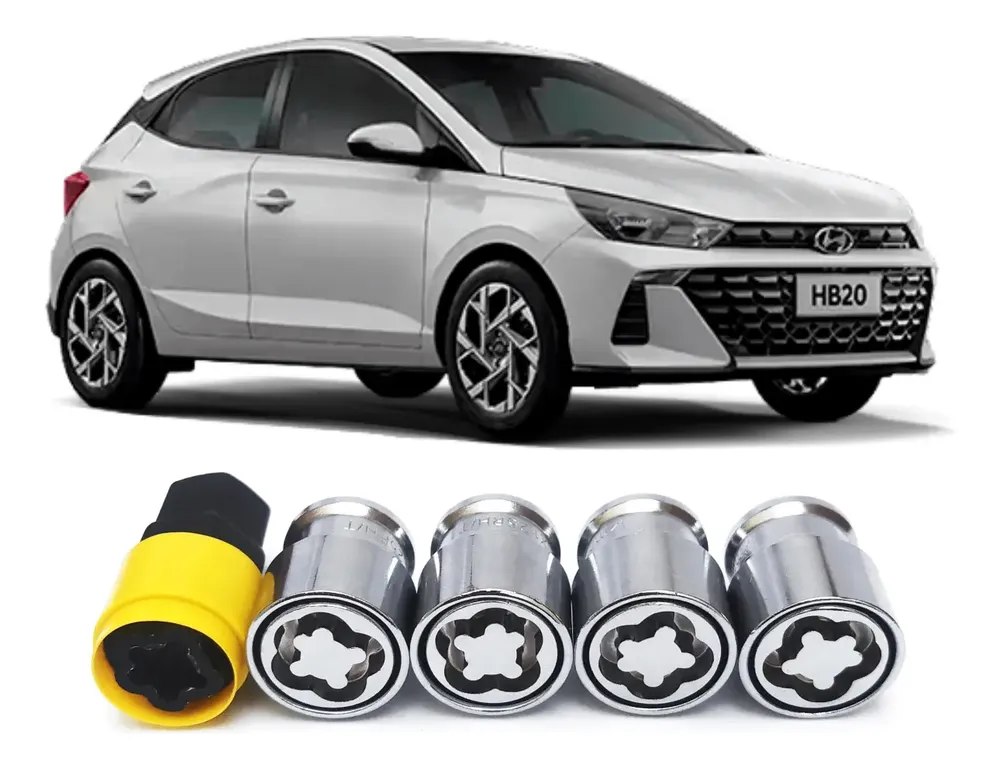 🔥 Trava Porca Antifurto de Roda Hyundai HB20 2024 e 2025