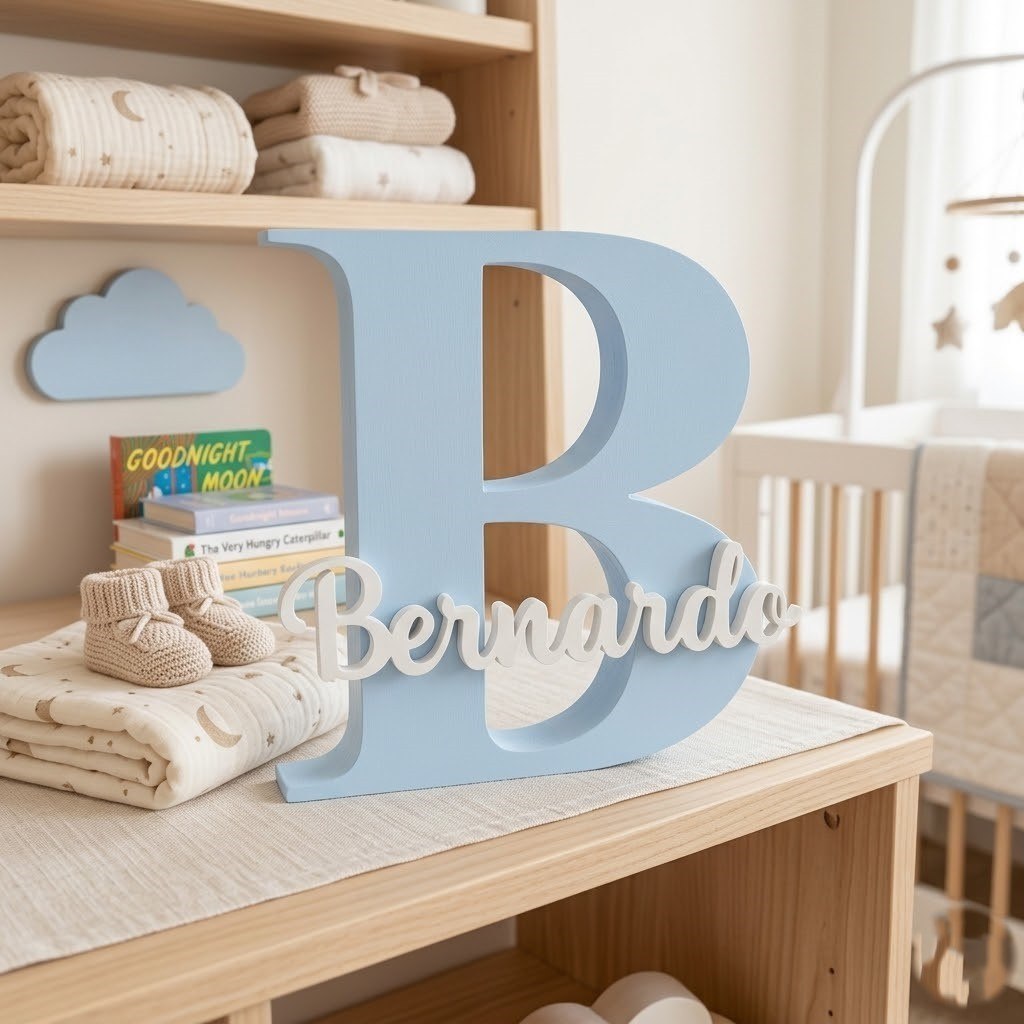 🛍️ Letreiro Nome Personalizado 3D Placa Decorativa Presente Chá Revelação de Bebê Decoraç