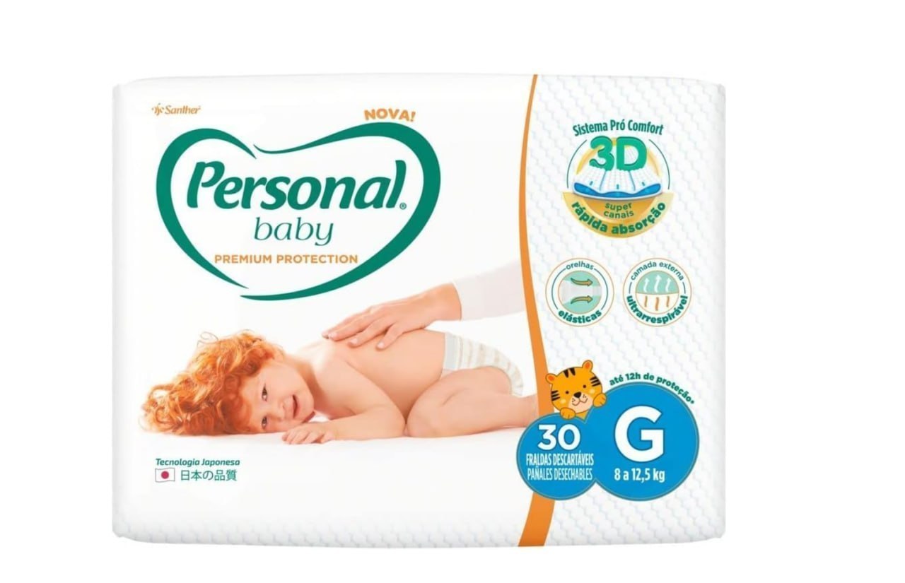 🫧 FRALDA PERSONAL BABY PREMIUM PROTECTION G | 30 UNIDADES
