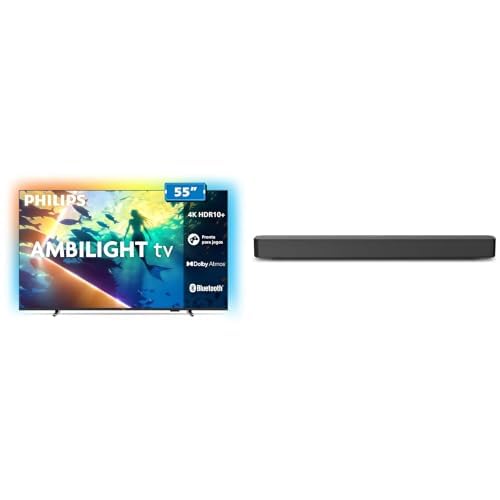 🛍️ Philips Smart TV Ambilight 55" 4K, 55PUG8100/78 + Soundbar TAB4000, Aparelho de Áudio