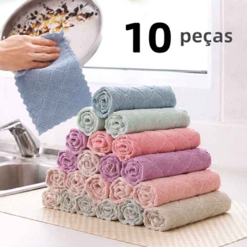 🛍️ Kit Pano De Prato Forte Absorção De Água Microfibras Casa Pano Limpeza Super Absorvent