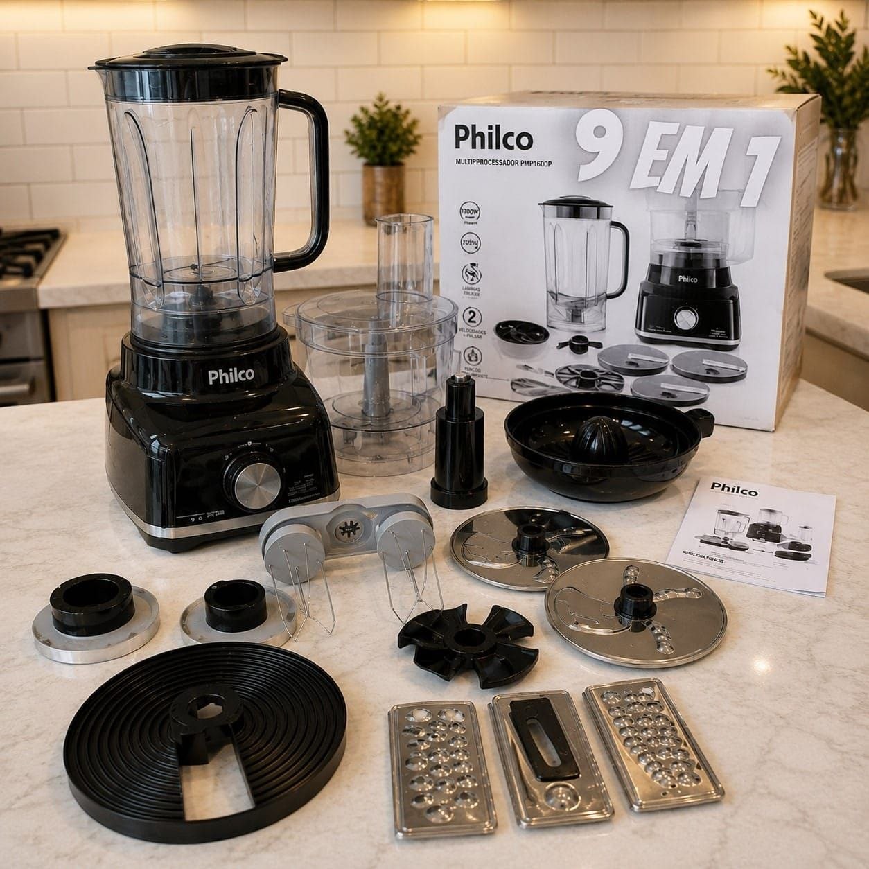 *Multiprocessador Philco PMP1600P Glass Turbo 9 em 1 1400W