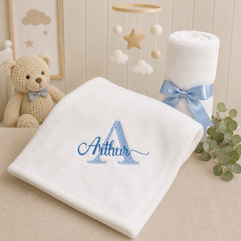 🛍️ Manta Cobertor Cobertinha Berço Personalizado Bordado Confortável com nome do bebê