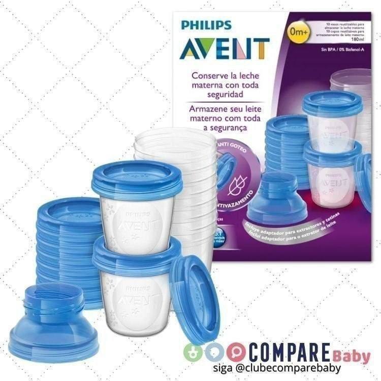 😍 Copos para Armazenamento de Leite Materno 180 ml, Philips Avent, 10 peças