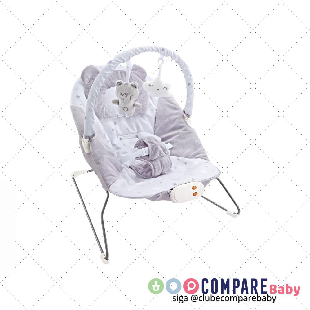 😍 Cadeira Descanso Bebê Musical Polar Skyline Cinza Maxi Baby
