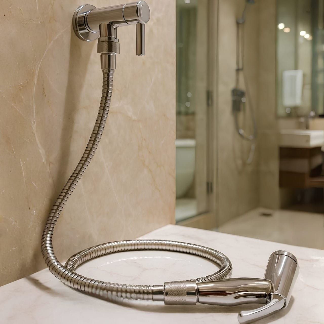 Ducha Higiênica Banheiro Alavanca C-72 Luxo Cromado Banheiro Acionamento 1/4 De Voltas