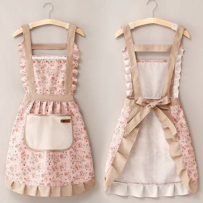 Dê uma olhada em Avental De Princesa Em Renda Floral Com Um Bolso Para Toalhas De Mão À Pr