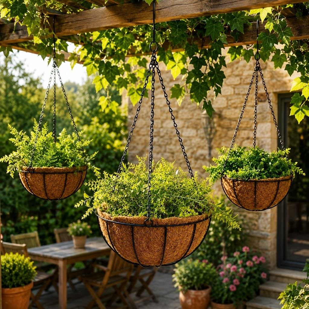 - Vaso Pendurar Fibra Coco 35cm Com Pendente De Ferro Decoração Vaso Para Colocar Plantinh