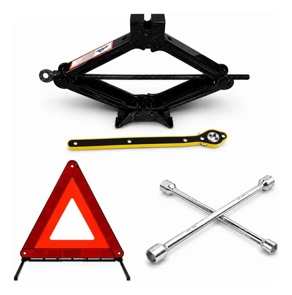 🔥 Macaco Sanfona Mecânico 1.5t + Chave Roda Cruz Triângulo Kit
