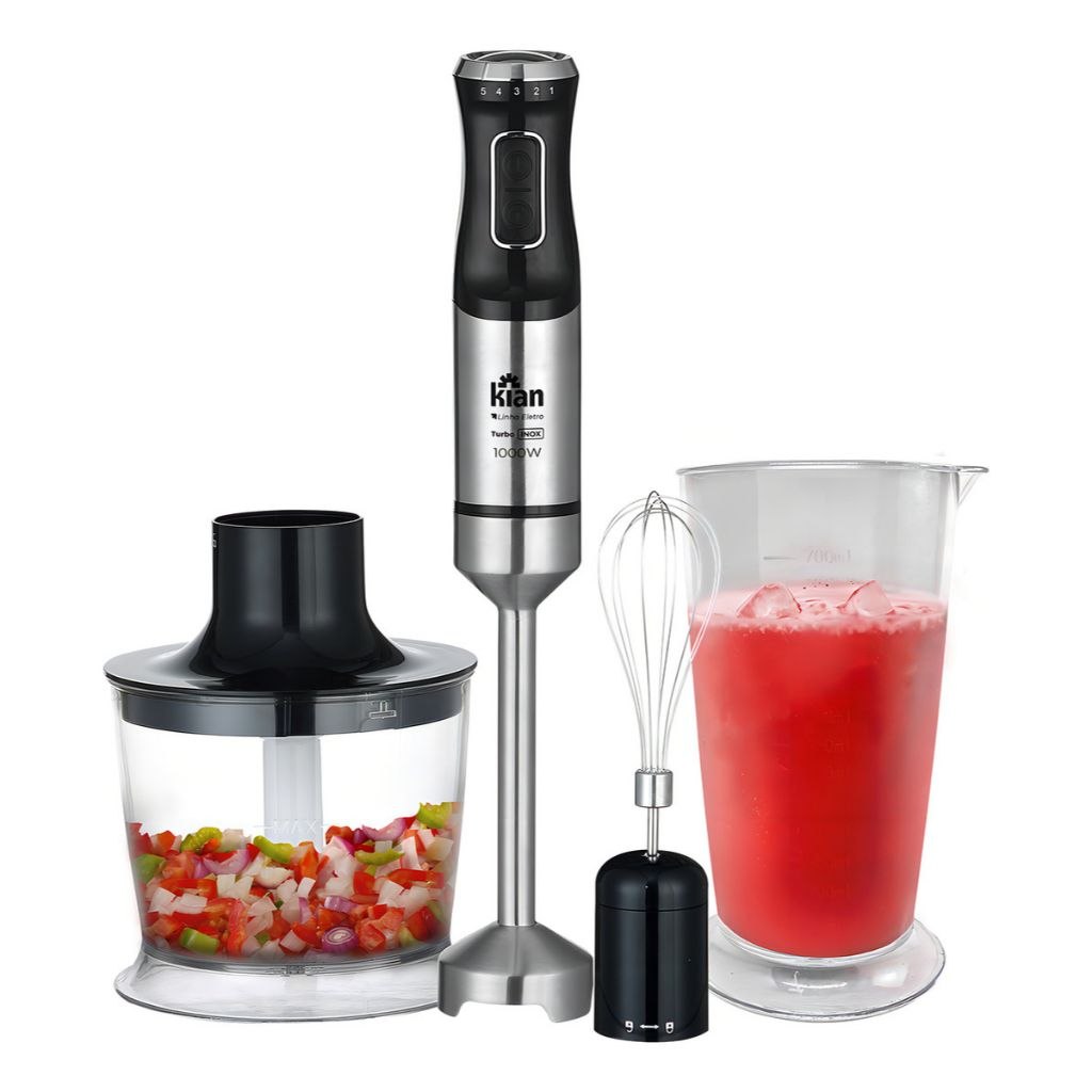 - Mixer 3 em 1 1000W Inox Turbo Triturador Processador Copo 700ml Kian Preto