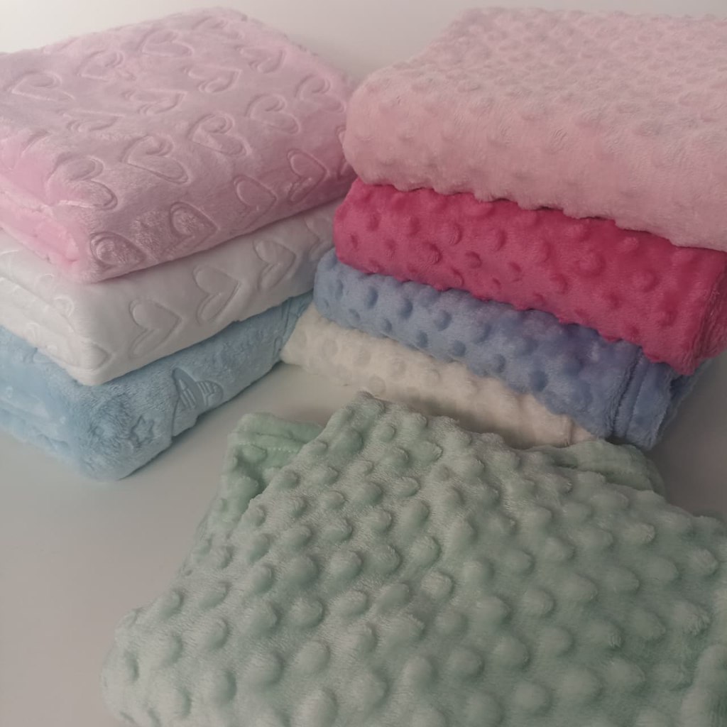 🛍️ Kit 2 Mantas de Bebe Menina Menino 3D Pipoquinha Cobertor Microfibra RN Mantinhas Saíd
