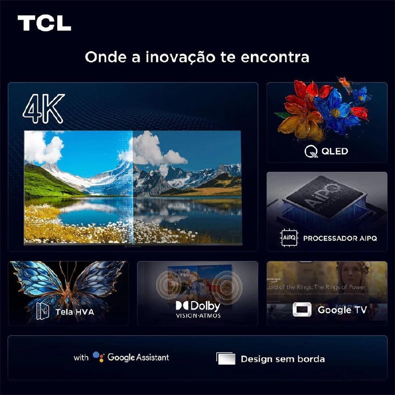 🛍️ Smart TV 50 50P7K 4K QLED UHD 60Hz com Sistema Operacional Google TV TCL