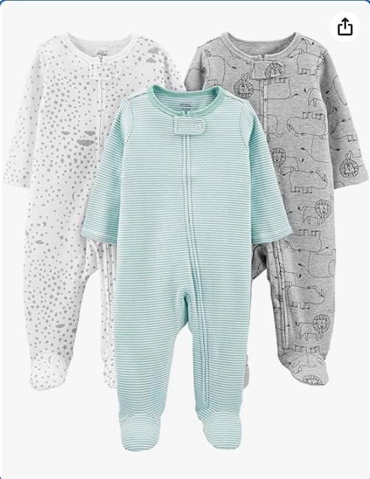 🫧 Macacão de dormir para bebês Pacote com 3 neutros para dormir e brincar Simple Joys by