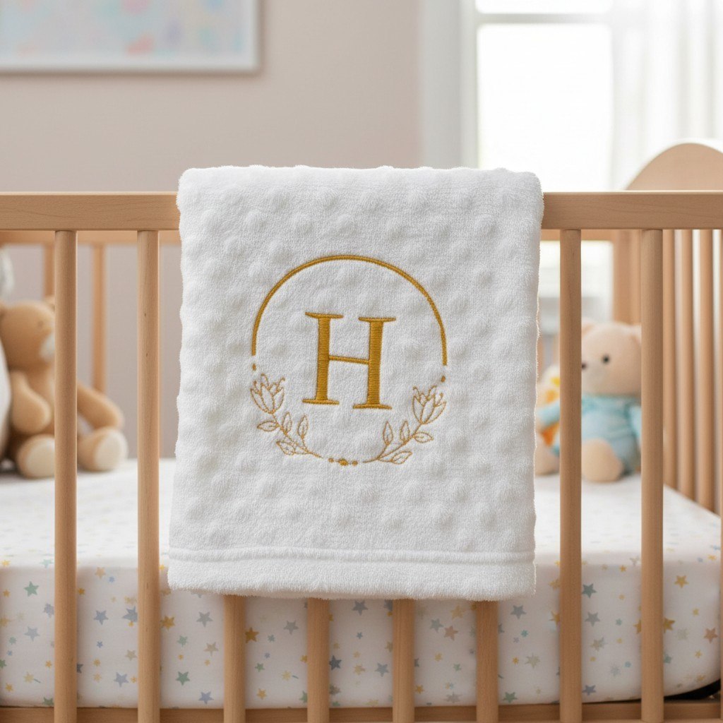 🛍️ Manta Cobertor Bebe RN Personalizado com Inicial Letra do Nome Bordado Mantinha Menino