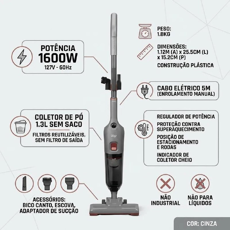 FAXINA PESADA COM 1600W DE POTÊNCIA