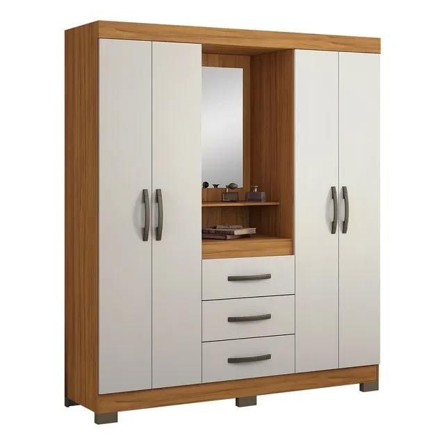 🆘Guarda-roupa Notavel Nt 5015 Nt 5015 Cor Freijó/off White De Mdf Com 4 Portas Articulada