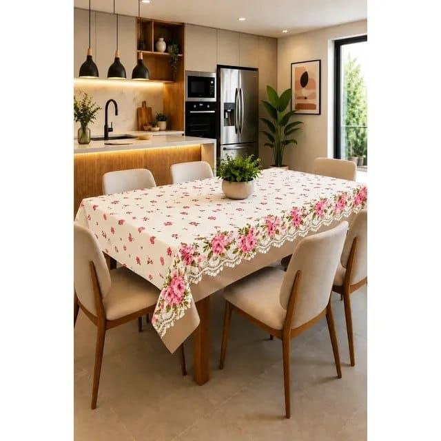 🛍️ Toalha De Mesa 6 Lugares Retangular Rústica Luxo 1,40x2,10m Cor Floral Isabela