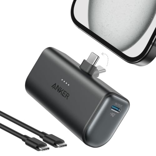🛍️ Anker Carregador Portátil, Nano Power Bank 5000mAh com Cabo USB-C Integrado