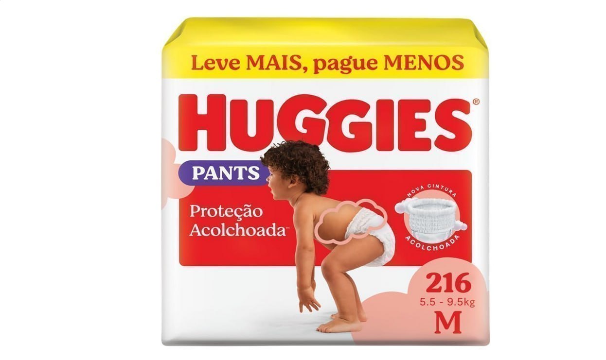 🫧 Huggies Fralda Pants Descartável Proteção Acolchoada M - 216 fraldas