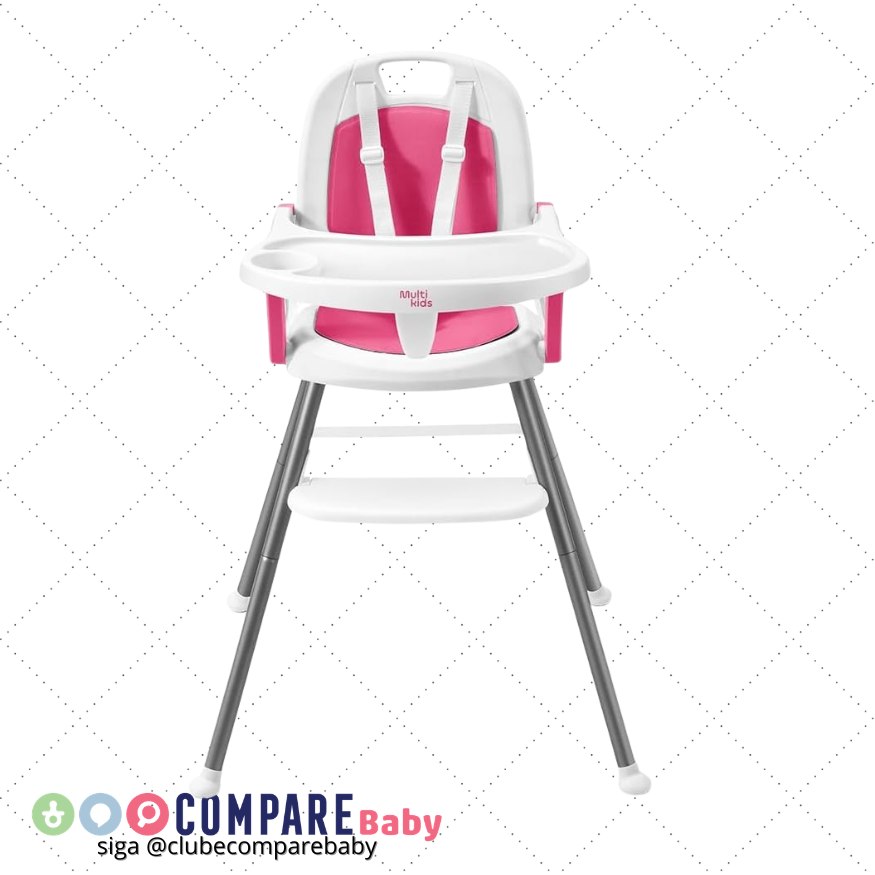 😍 Cadeira de Alimentação Portátil Berry 3 em 1 Rosa Multikids