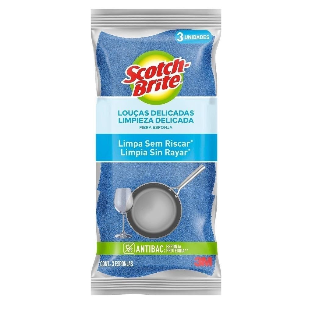 🛍️ Esponja Scotch Brite Não Risca c/3 Azul