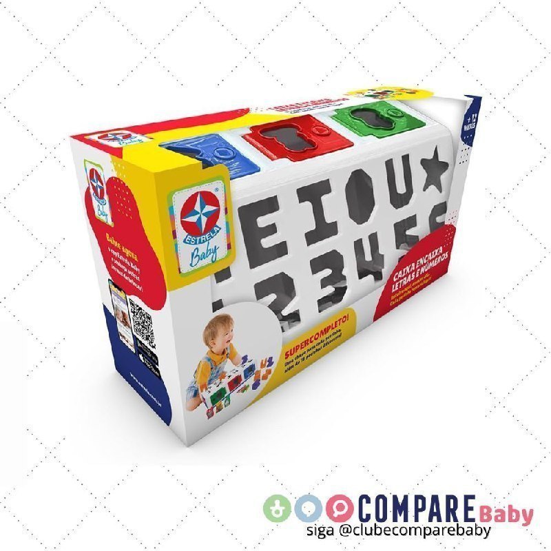 😍 Brinquedos Estrela - Caixa encaixa Letras e Números, Multicolorido, Estrela Baby