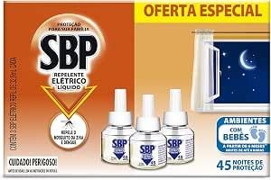 - Repelente Líquido Elétrico SBP Refil - Caixa c/ 3 Unidades 32,9ml cada