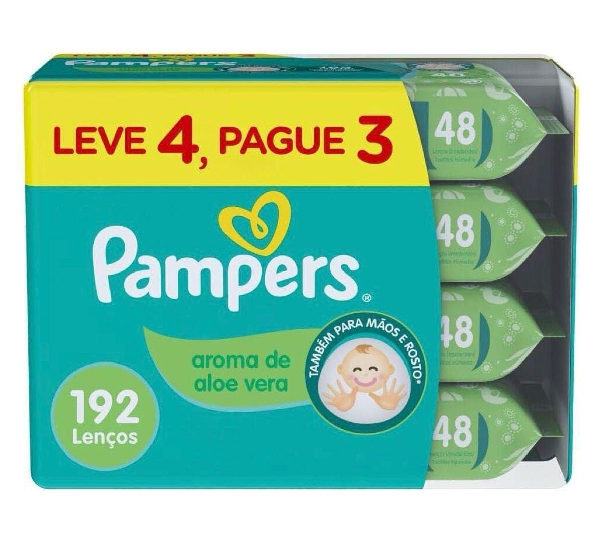Lenços Umedecidos Pampers Aroma de Aloe Vera 192 Unidades