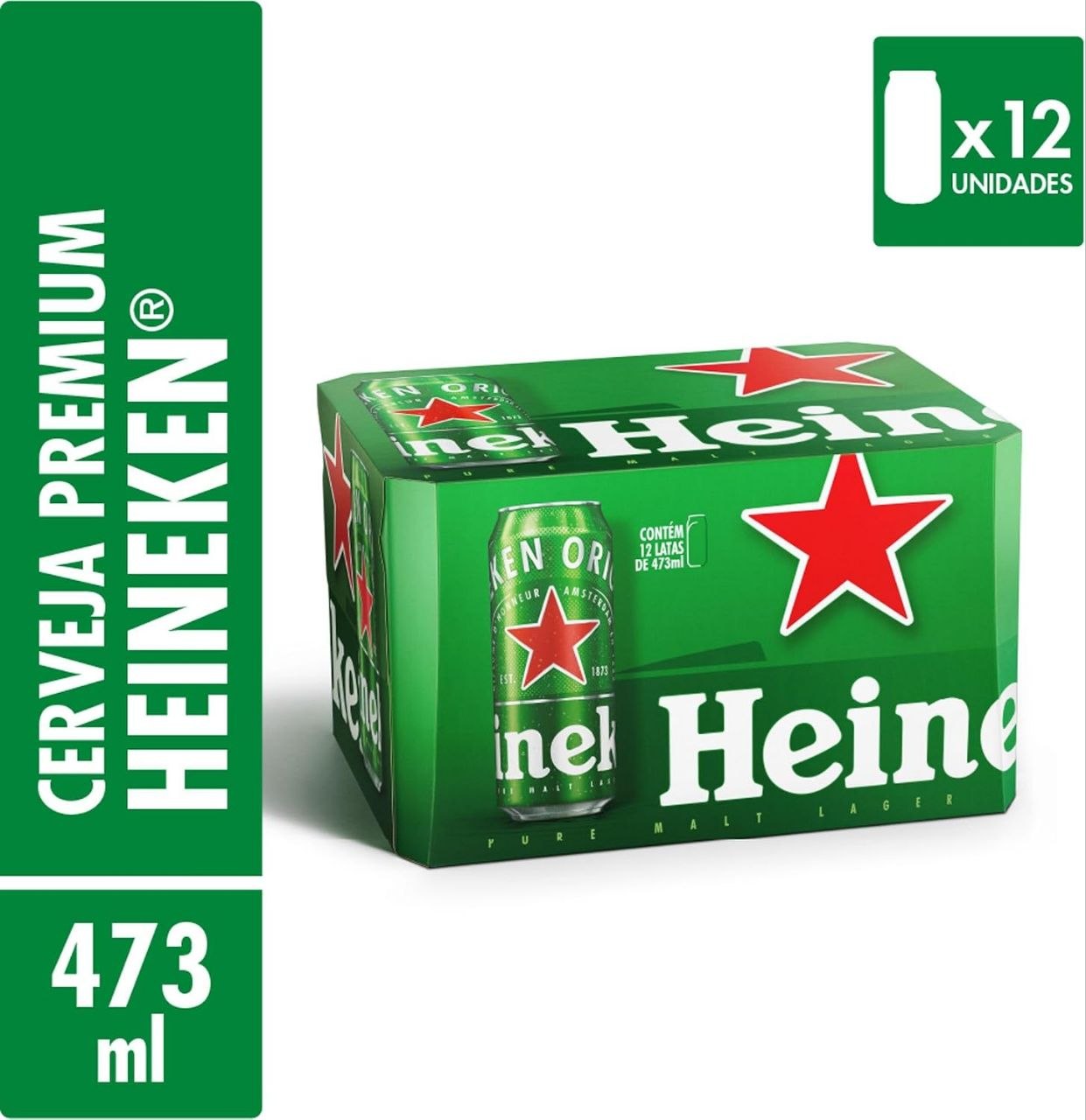 Heineken Cerveja Lata 473ml Pack 12 Unidades