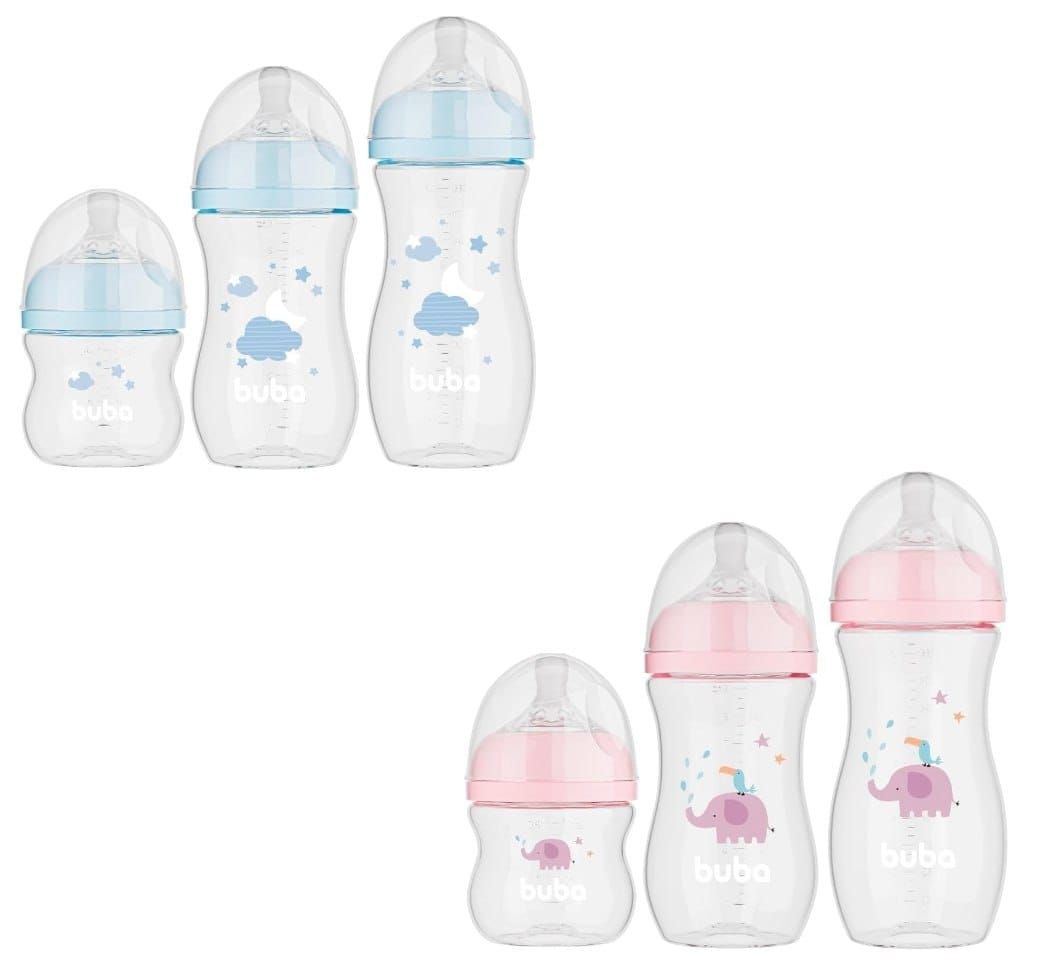 Kit 3 Mamadeiras Easy Flow Nuvem 120/270/330ml Buba