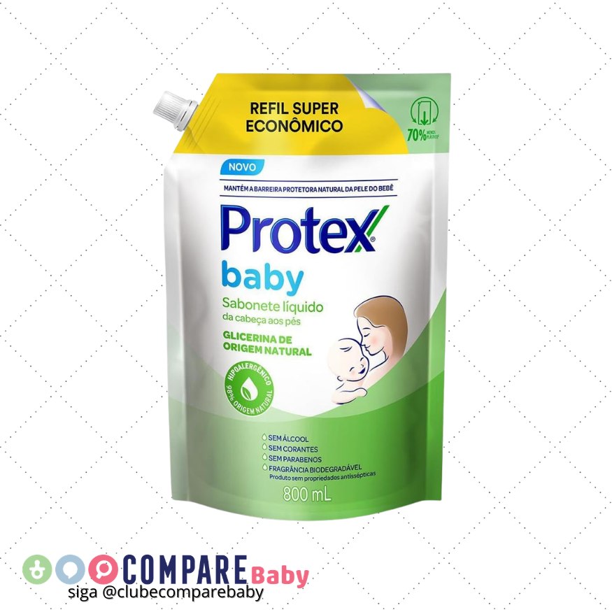 😍 Protex Baby Glicerina Natural Sabonete Líquido Refil, 800ml