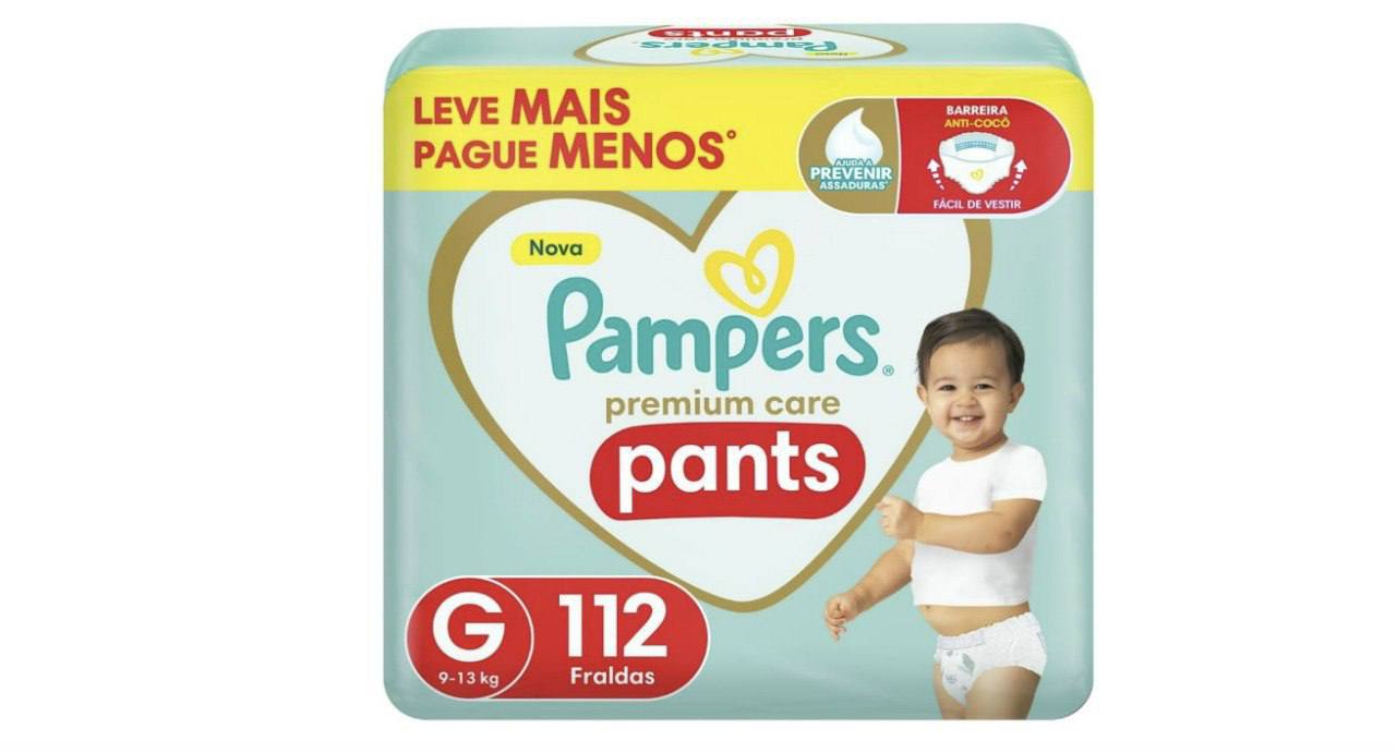 🫧 Fralda Pampers Premium Care Pants, Tamanho G, 112 Unidades, Fácil de Vestir