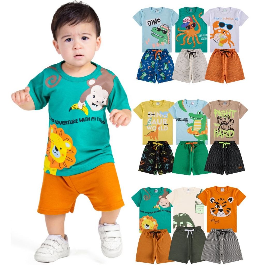🛍️ Kit Sortido 6 ou 10 Peças de Roupas Bebê Menino Infantil  de Roupas Bebê Menino Infant