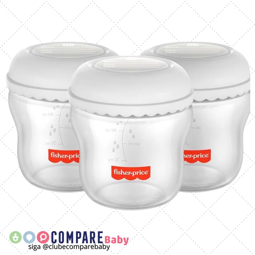 😍 Kit 3 Frascos para Armazenar Leite 150 ml Mom's Essentials Frisher Price - BB1077