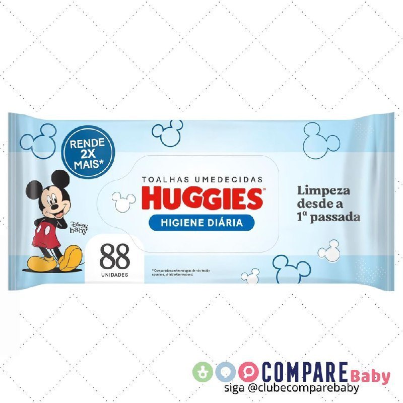 😍 Huggies Lenços Umedecidos Higiene Diária Rendem 2x Mais 88 Un