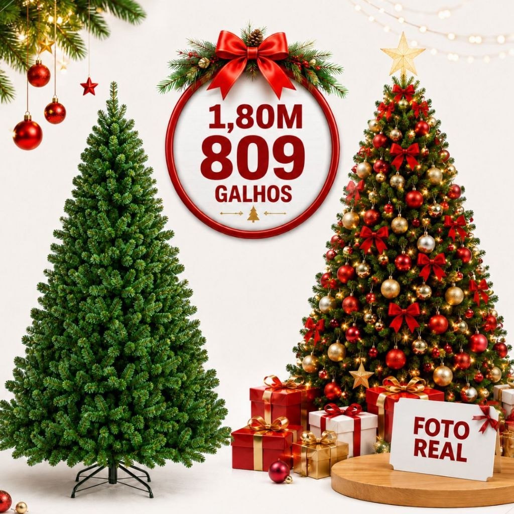 - Árvore De Natal Pinheiro 1.80m 2.10m 2.40m 3.00m Super Cheia Premium Luxo Galhos Cheios