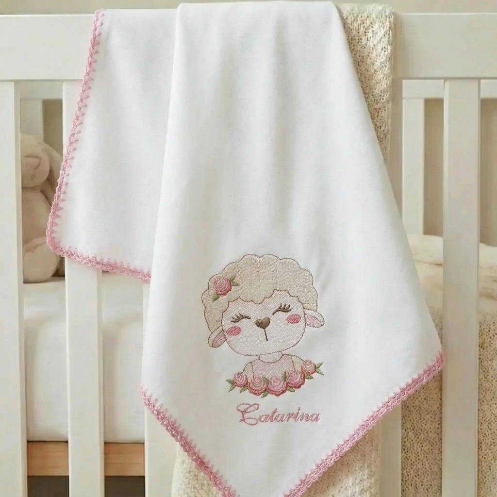 🛍️ Cueiro Flanelado Bebê 80x80 100% Algodão Personalizado com Nome e Tema