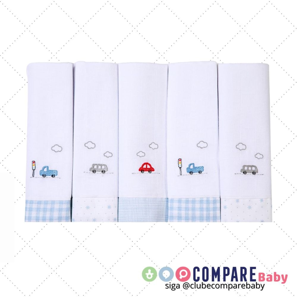 😍 Papi Textil Fralda Bordados Papi Com Bainha 74Cm X 70Cm Contem 05 Un