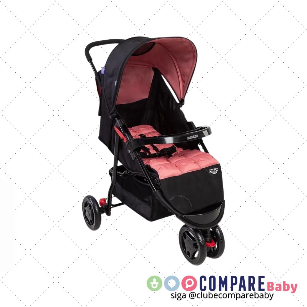 😍 Carrinho de Bebê Cosco Kids, Toffy, Rosa Noite