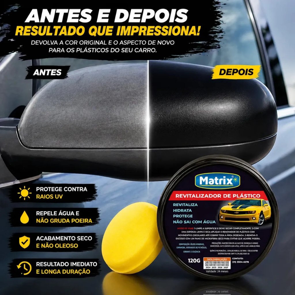 🔥 Revitalizador de Plástico Automotivo Matrix Cera Moto e Carro