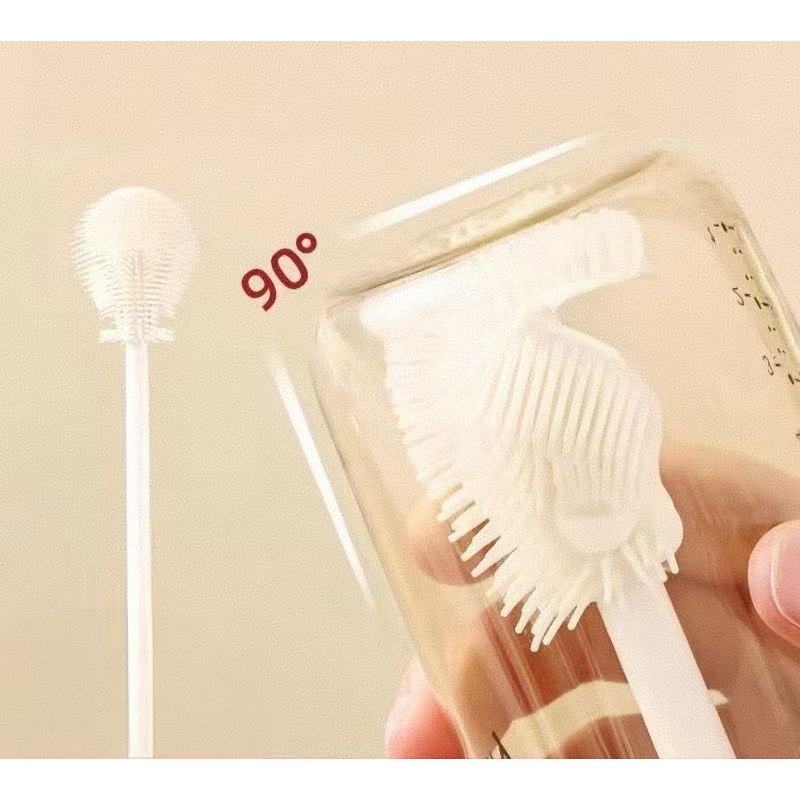 🛍️ Escova De Lavar Garrafa Mamadeira Copo Taça Silicone Com Cerdas Macias Para Limpeza Co