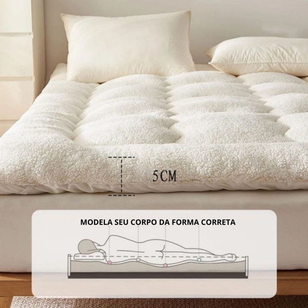 - Protetor de Colchão Pillow Top Macio 400 Fios Soft Pele de Carneiro